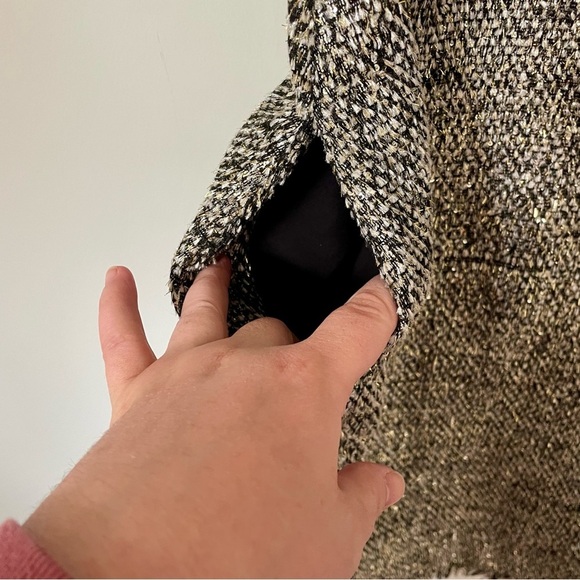 Kate Spade Party Tweed Black and Gold Fit and Flare Mini Dress Size 2 - Picture 7 of 10